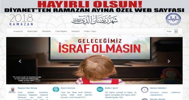 Diyanet, Ramazan Ayına Özel Web Sayfası yayınladı Diyanet, Ramazan Ayına Özel Web Sayfası yayınladı